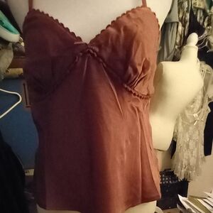 New,with tag,satin wild ginger ric rac trim cami top, adjustable straps size med